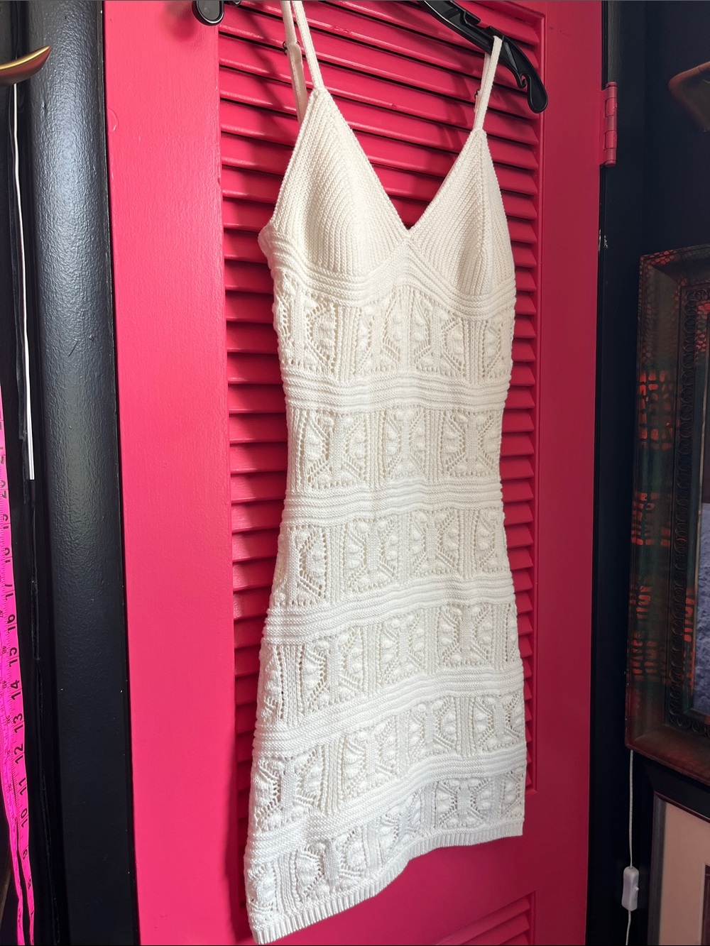 Olive & Oak White Crochet Knit Mini Dress